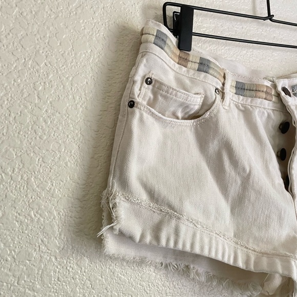 Free People Eliot Embroidered Denim Shorts 29 Ivory - Picture 5 of 9